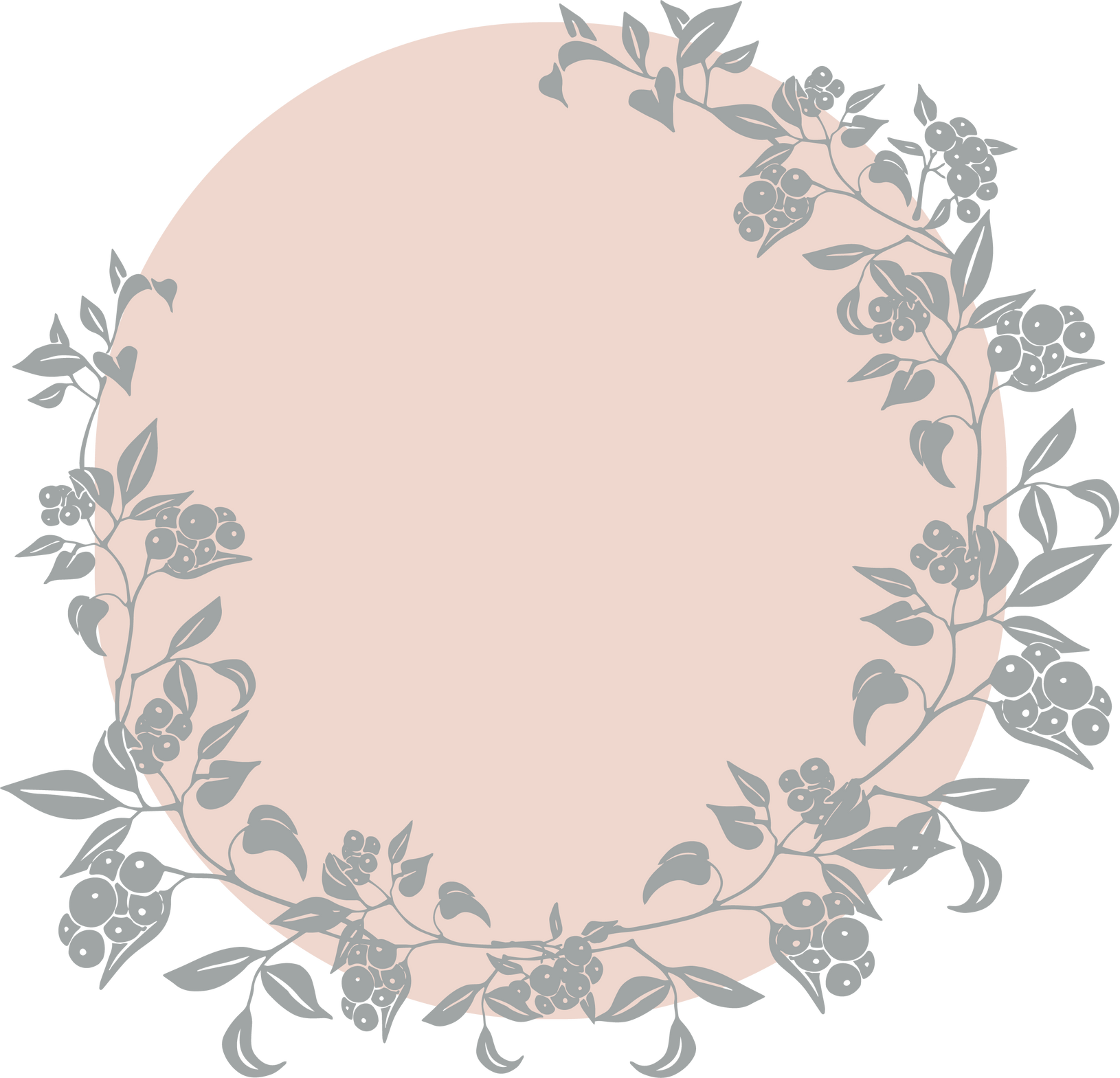 Round Botanical Frame Illustration 